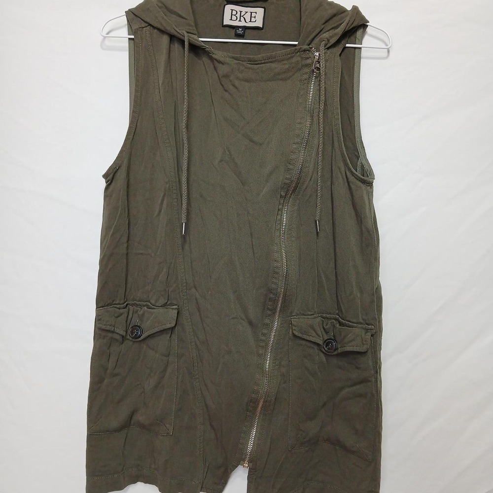 BKE M  Lightweight hooded utility moto Vest biker grunge boho indie sleaze